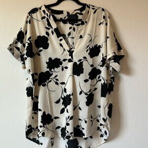 Black and White Floral Blouse